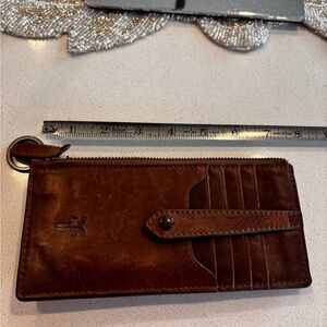 Frye Melissa Snap Card Wallet Brown Leather